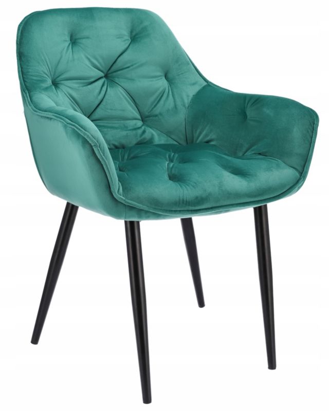 Krzesło eleganckie JUMI do jadalni kuchni salonu LARGO tapicerowane welurowe zielone 1 szt.