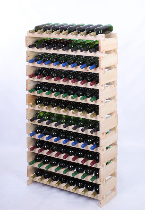 Stojak na wino MODO24 regał modułowy na butelki 11 leżni x 8 butelek montaż bez narzędzi naturalne drewno 1 szt.