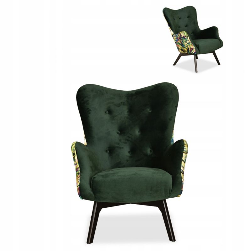 Fotel uszak do salonu bujany Family Meble Luna Print Duo liście 1szt