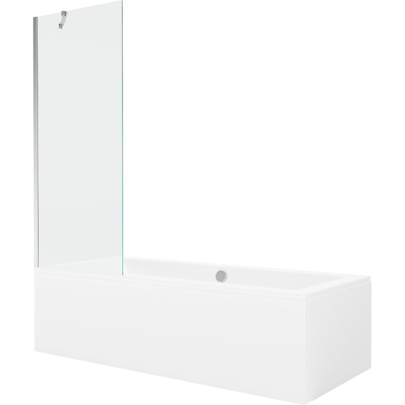 Wanna prostokątna Mexen Cube 170 x 80 cm z obudową i parawanem 1-skrzydłowym 70 cm transparent chrom 550517080X9507000001 1 szt.
