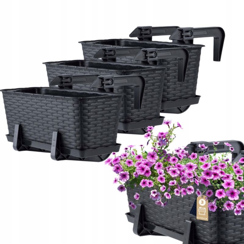 Skrzynka Balkonowa KADAX 3x 40cm Uchwyty Antracyt 1szt.