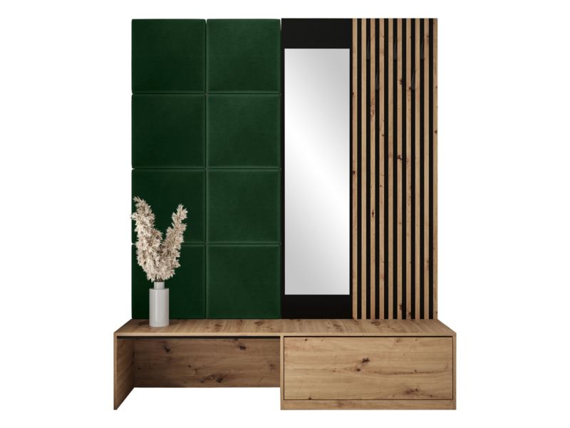 Zestaw MIRJAN 24 Premium I dąb artisan/czarny + butelkowa zieleń 1 kpl.