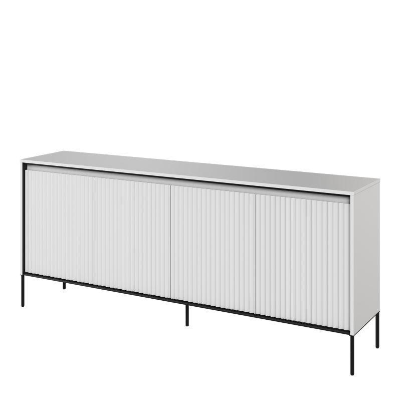 Komoda czterodrzwiowa Bettso Trend szeroka z oświetleniem LED i frezowanym frontem biały 1szt.