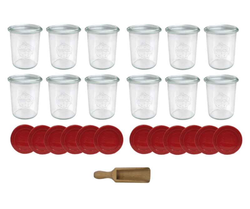 Słoiki MODO24 Weck 160 ml fi 60 mold z silikonowymi wiekami i miarką 12 kpl.