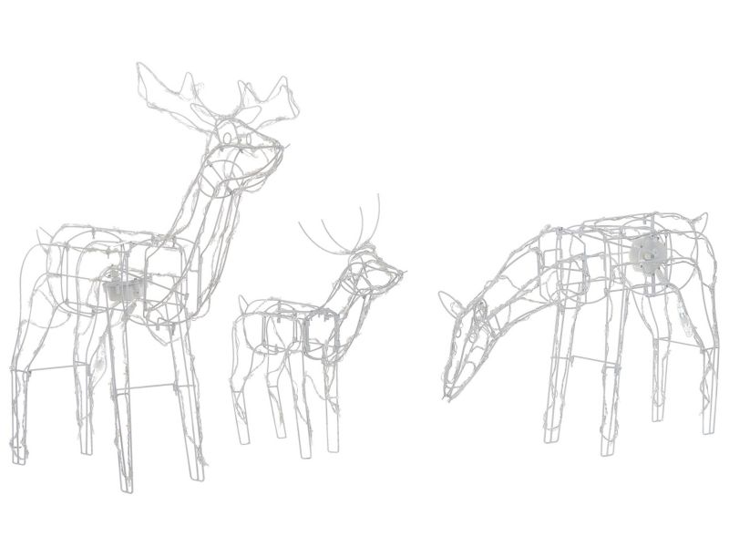 Zestaw 3 dekoracji ogrodowych LED ruchomy renifer 76 cm biały Mikkeli 1 kpl