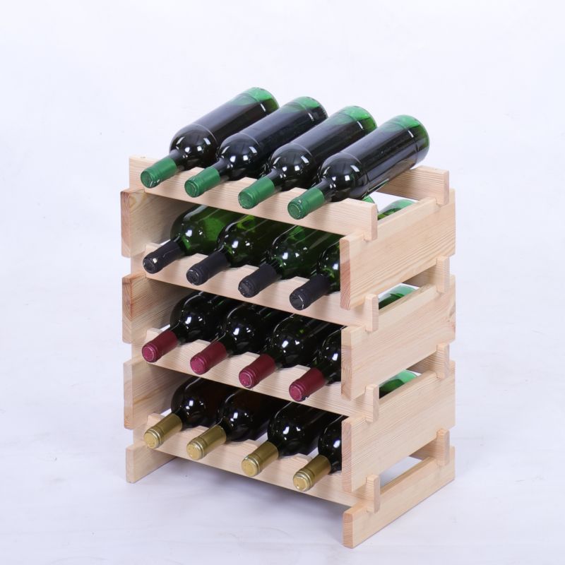 Stojak na wino MODO24 regał modułowy na butelki 4 leżnie x 4 butelki montaż bez narzędzi naturalne drewno 1 szt.