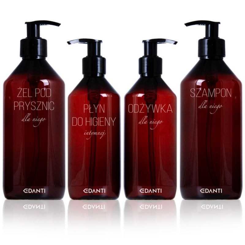 Dozownik EDANTI z Pompką Butelka Do Szamponu Żelu Pod Prysznic Zestaw Dla Niego Do Łazienki 4 szt.