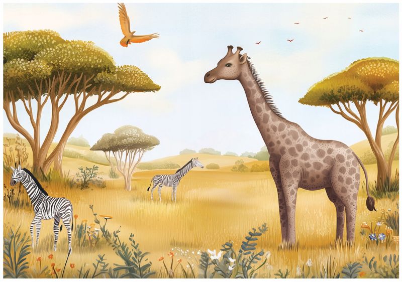 Fototapeta Dla Dzieci Dżungla Zwierzęta Dziecięca WALLARENA 300x210 cm Tapeta Do Pokoju Dziecka Na Flizelinie 1 szt.