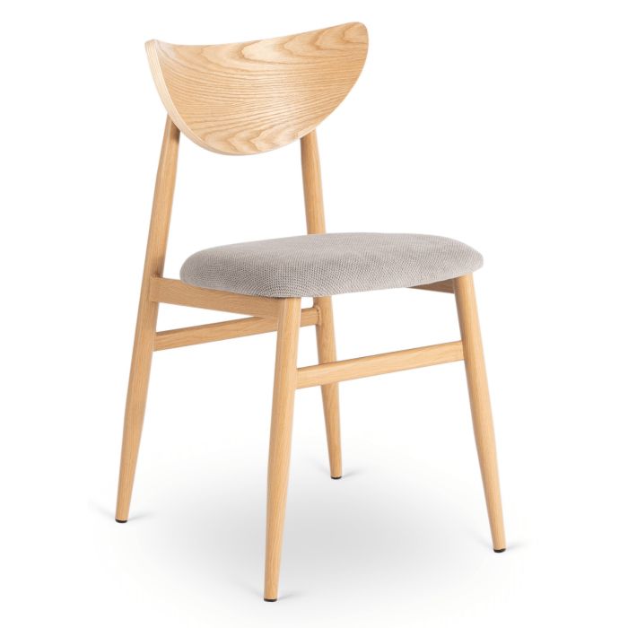 Krzesło Mebel Elite BRAGA Gięte Tapicerowane Do Kuchni Salonu Jadalni Szary Dąb 1 szt