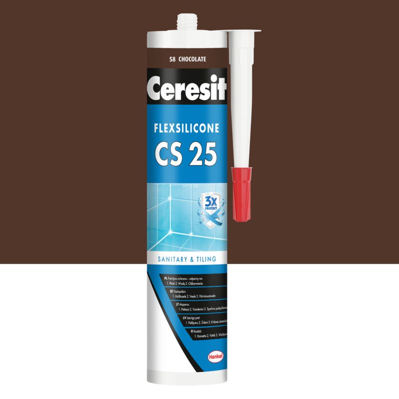Silikon sanitarny Ceresit CS 25 ciemny brązowy 280 ml