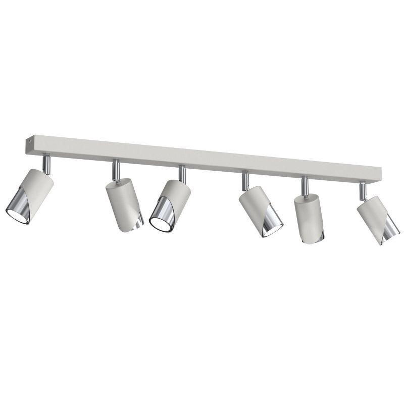 Lampa sufitowa Luminex Shift jasnoszaro-chromowana Listwa z lampami 6 x GU10 x 15W wym: 17 x 90 x 5,5 cm - 1 szt.