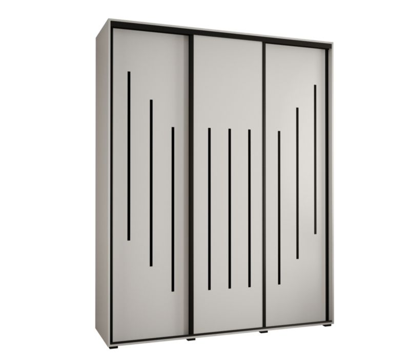 Szafa przesuwna Abiks DAVOS 8 wysoka szer.200cm gł.60cm biały/biały/czarny 1szt.