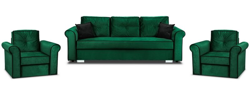 Zestaw Wypoczynkowy do Salonu Bonni Merida Sofa + 2 Fotele Zielony 1 szt.