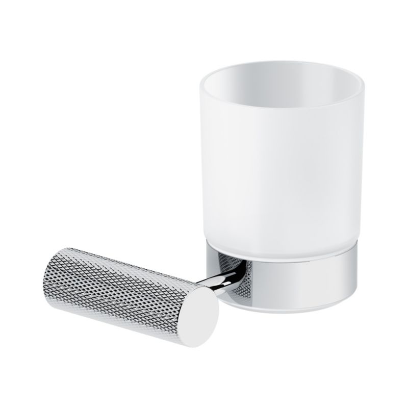 Kubek na szczoteczki Cersanit Zen Chrom Szkło Mrożone Radełkowany Uchwyt 1 szt.