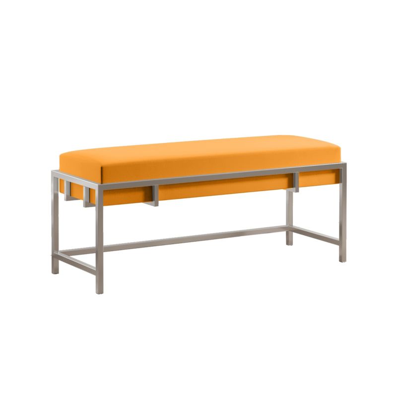 Ławka tapicerowana Bettso Lamo 80 cm nowoczesna w tkaninie royal velvet na chromowanym stelażu miodowy 1szt.