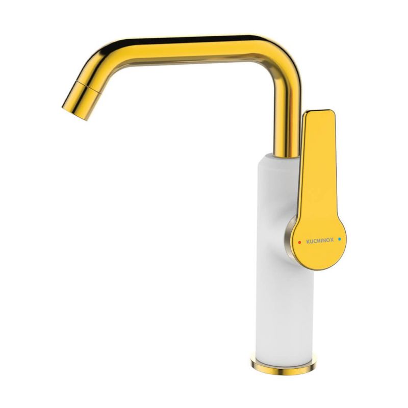 Bateria Umywalkowa Kuchinox stojąca z wylewką L Alanis Biało-Złota 1 szt.