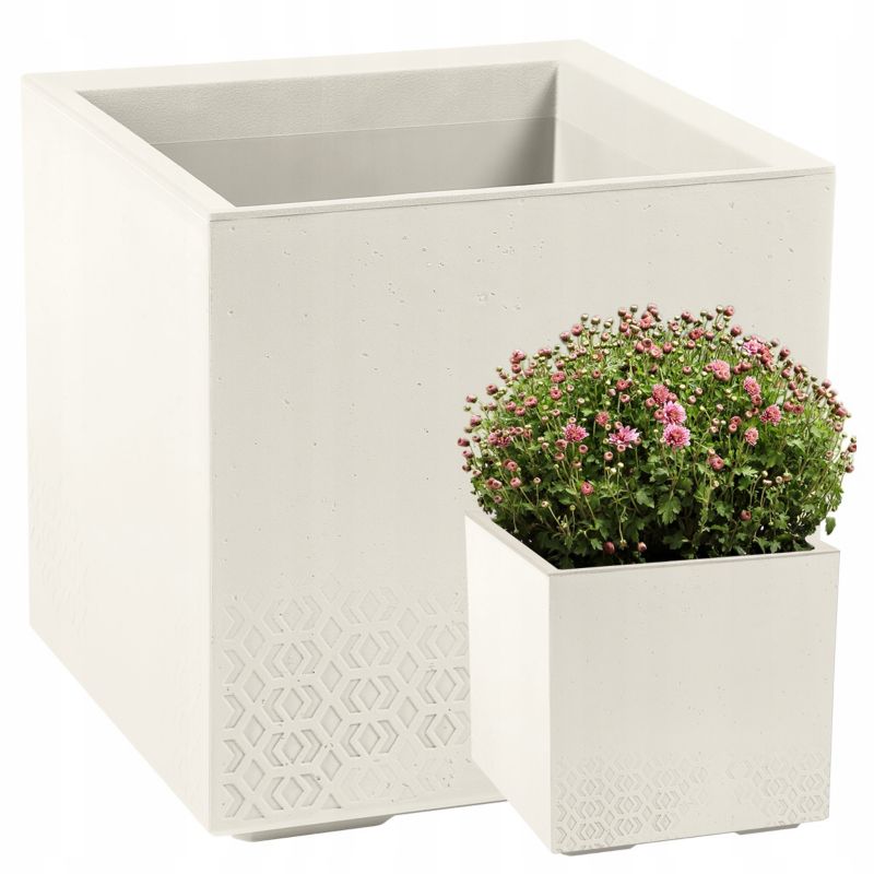 Doniczka Lamela KARO donica kwietnik 40x40x40cm imitacja betonu kremowa 1 szt.