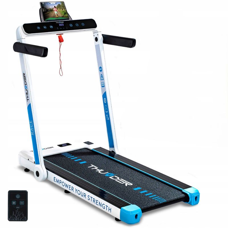 Bieżnia elektryczna THUNDER RACE-WHITE 14 km/h pod łóżko 130 kg aplikacja LED 12 programów 1szt.