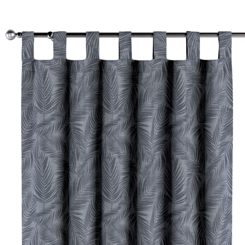 Zasłona na szelkach 1 szt. 130 x 260 cm Dekoria grafitowe liście na szaro-srebrnym tle 1 szt.