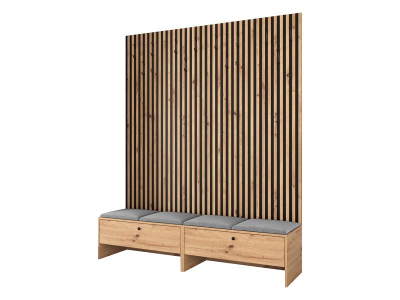 Garderoba MIRJAN 24 Balma V dąb artisan/czarny/plusz stalowy szary 1 kpl.