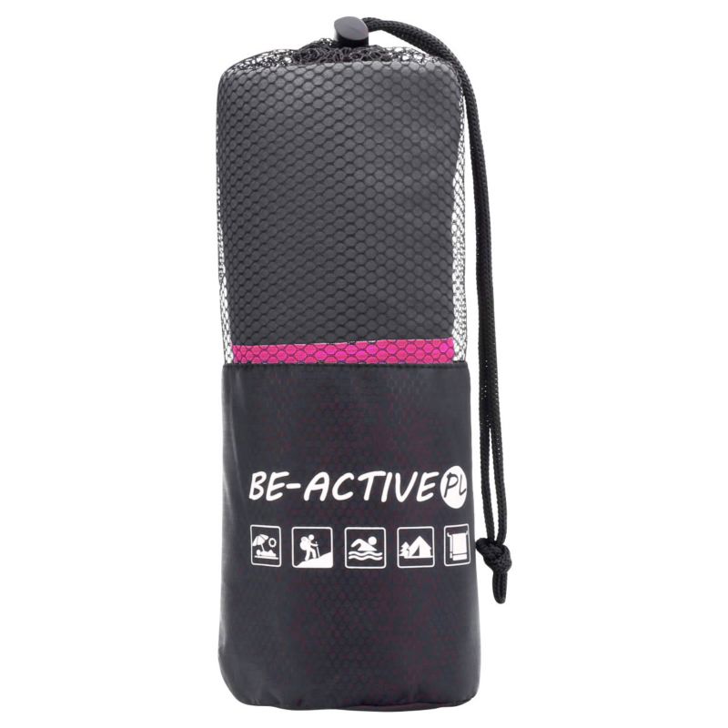 Ręcznik Be-active.pl szybkoschnący sportowy z mikrofibry 180x100 szaro-różowy 1szt
