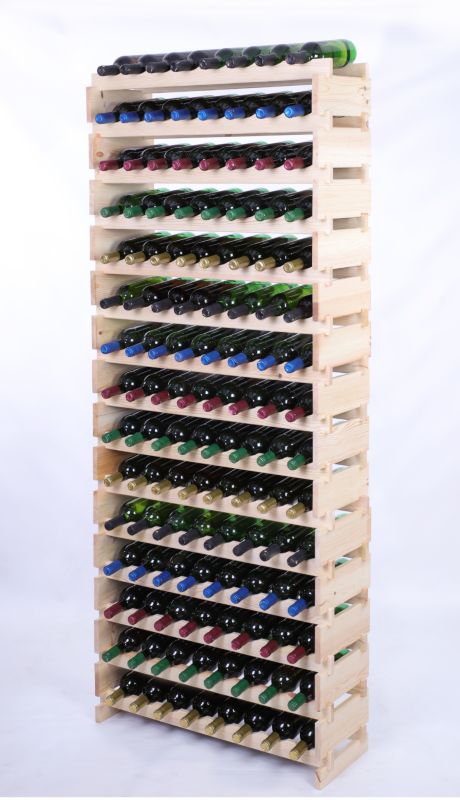 Stojak na wino MODO24 regał modułowy na butelki 15 leżni x 8 butelek montaż bez narzędzi naturalne drewno 1 szt.