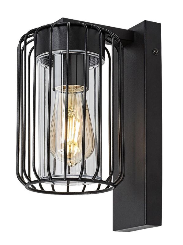 Kinkiet ścienny zewnętrzny Rabalux Tarpa czarno-przezroczysty 1 x E27 x IP44 wym: 27 x 13,5 x 17,5 cm - 1 szt.