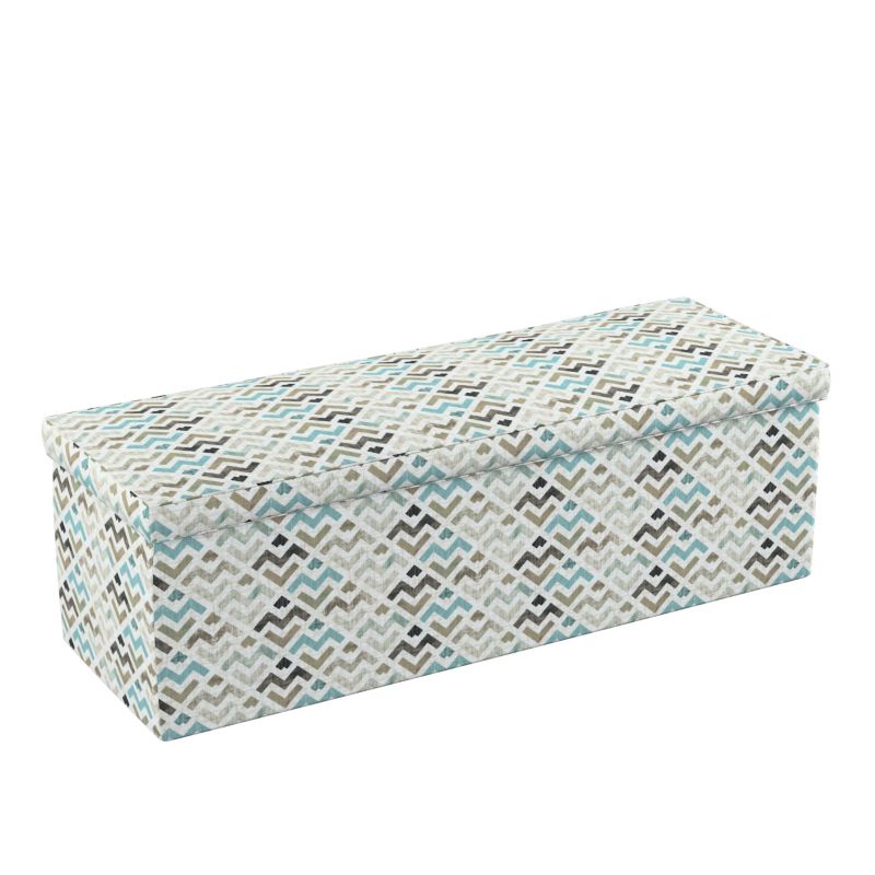 Skrzynia tapicerowana Dekoria 90 x 40 x 40 cm wzór geometryczny w odcieniach pastelowego błękitu i beżu na jasnym tle 1 szt.