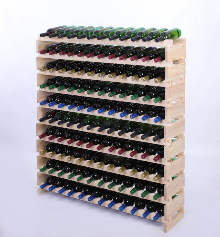 Stojak na wino MODO24 regał modułowy na butelki 10 leżni x 12 butelek montaż bez narzędzi naturalne drewno 1 szt.