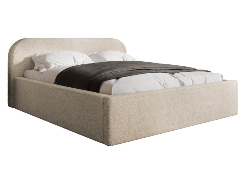 Łóżko tapicerowane MIRJAN 24 z pojemnikiem na pościel Deisin 160x200 beżowa bukla 1 szt.