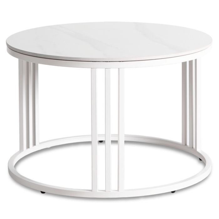 Stolik Kawowy Korin 70 cm Mebel Elite Biały Marmur/Biały 1 szt