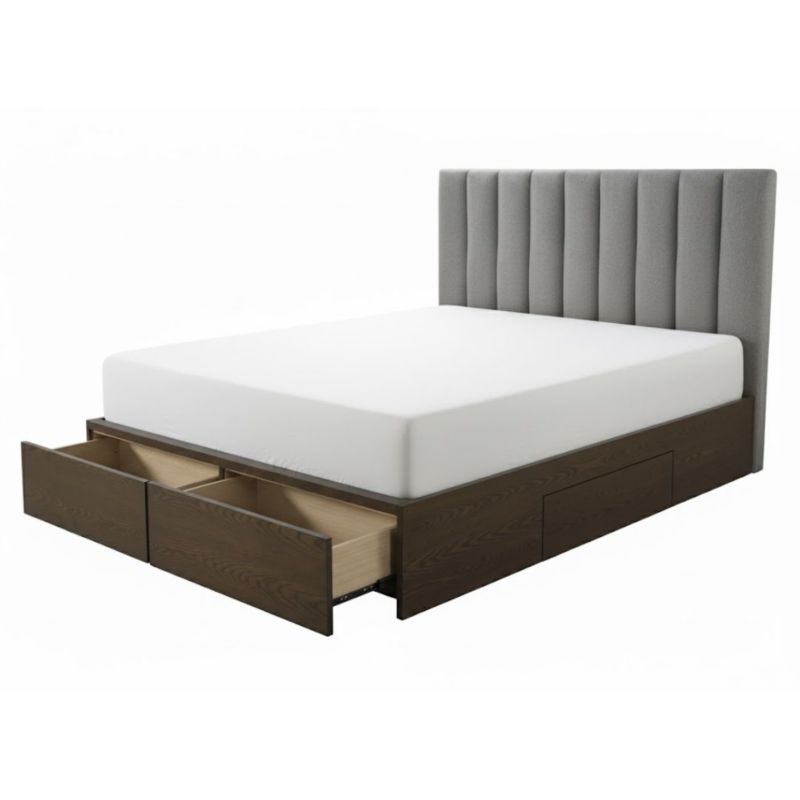 Łóżko Halmar GORASHI 160x200 szare/orzech z szufladami 1 szt