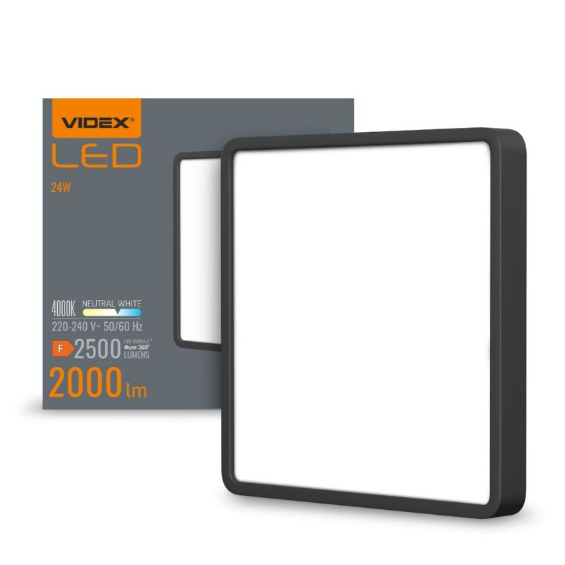 Plafon sufitowy lampa Videx czarno-biały LED 20W wym: 26,4 x 26,4 cm - 1 szt.