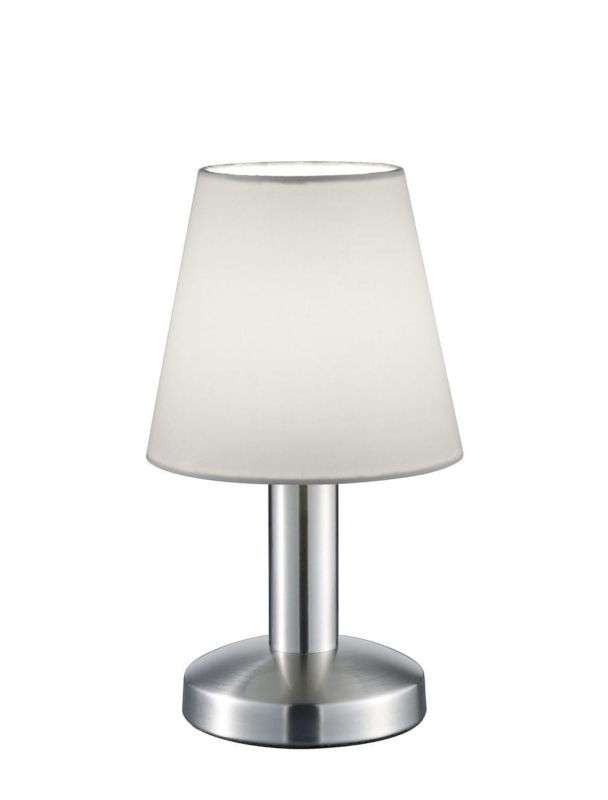 Lampa stołowa Trio Mats Ii srebrno-biała 1 x E14 x 40W IP20 wym: 24 x 14 x 14 cm tkanina - 1 szt.