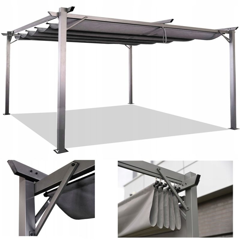 Pergola Tarasowa Hardmaister Ogrodowa 3x4m Zadaszenie Tarasu Metalowa Szara 4x3 1 szt