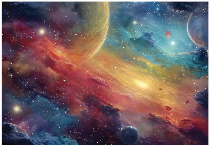 Fototapeta Dla Dzieci Kosmos Planety Galaktyka WALLARENA 350x250 cm Tapeta Dziecięca Na Ścianę 1 szt.