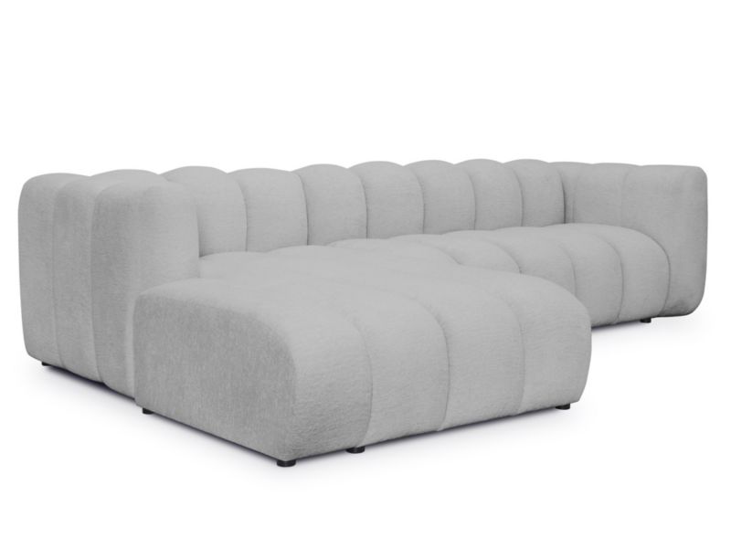 Narożnik lewostronny LaMiaSofa NAPOLI z tkaniny szenilowej 288x179 cm jasny szary 1 szt.