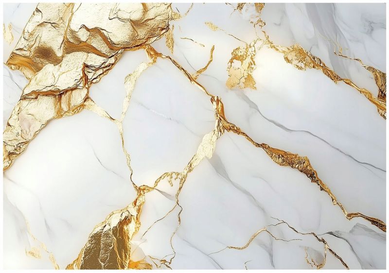 Fototapeta Marmur Złoty Biały Glamour WALLARENA 350x250 cm Tapeta Do Sypialni Salonu Na Flizelinie 1 szt.