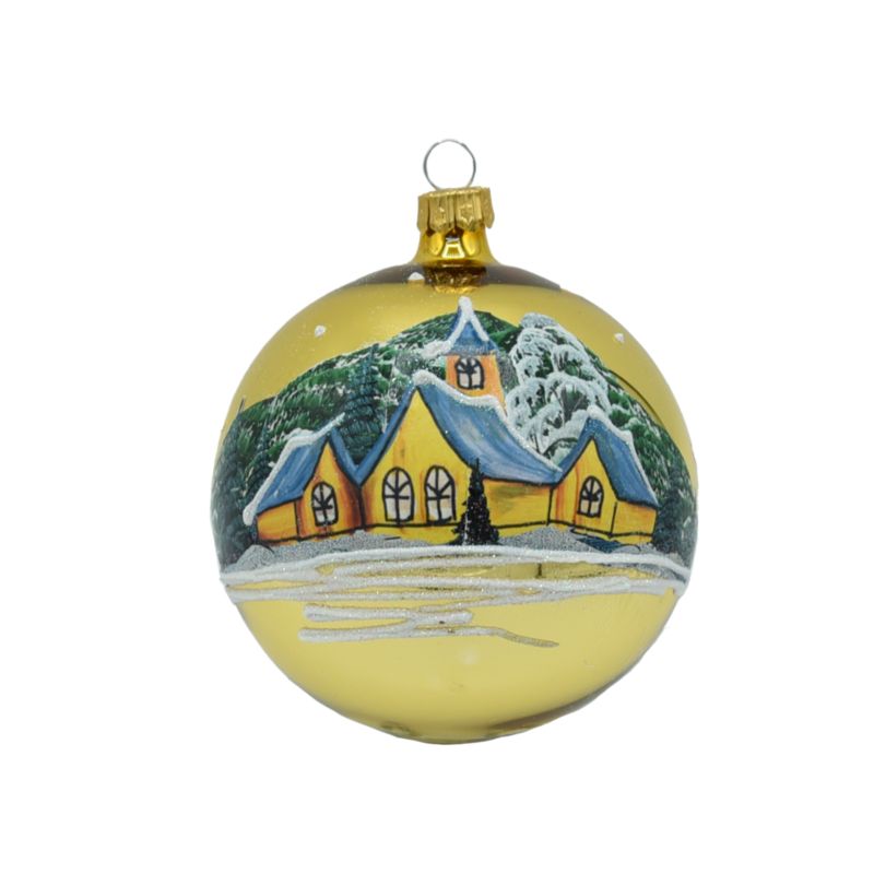 Bombka szklana Vitbis dekorowana pejzaż 100 mm złota 1 szt.