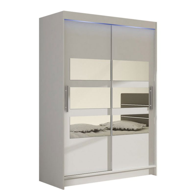 Szafa MIRJAN 24 z drzwiami przesuwnymi Miami V z oświetleniem RGB biały/lustro 1 szt.