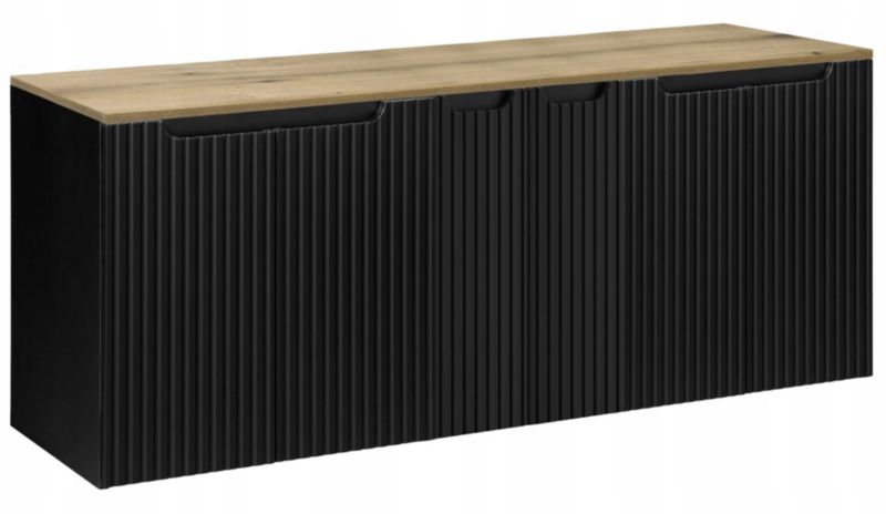 Szafka pod Umywalkę Furnidea 160 cm Wisząca z Blatem Nova Black Czarna 1 szt.