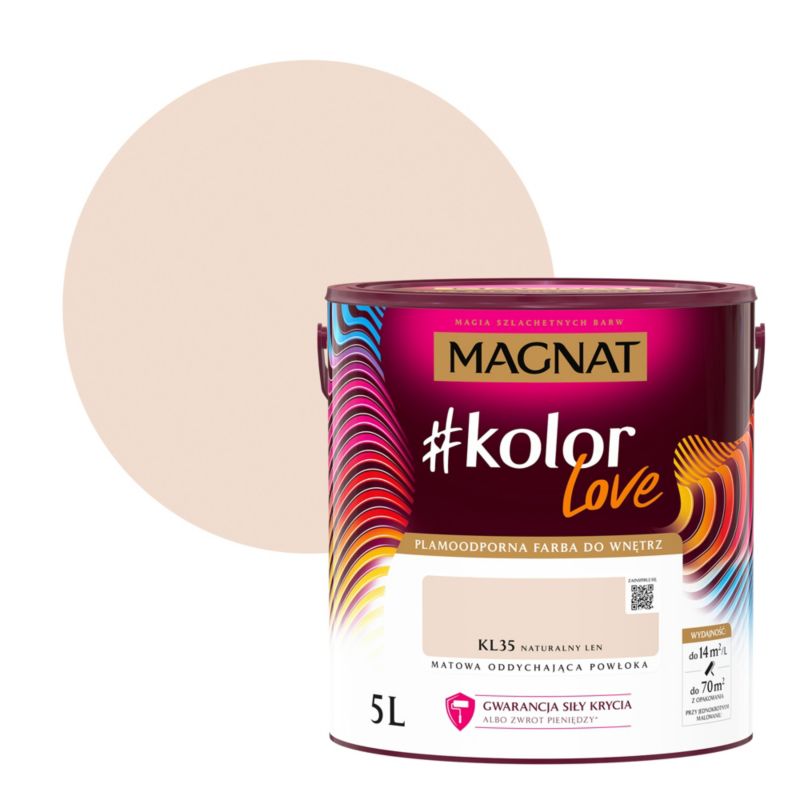 Farba kolorowa plamoodporna Magnat #kolorLove KL35 naturalny len 5 l