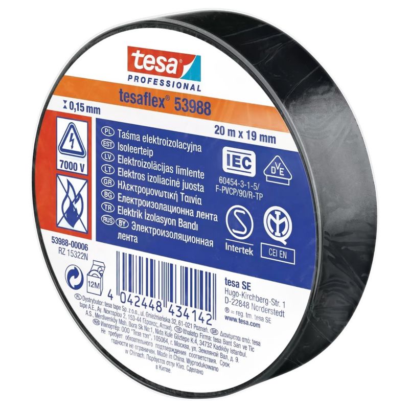 Taśma Izolacyjna Tesa Czarna 19mm x 20m 1 szt.