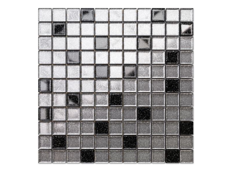 Mozaika szklana Ilcom silver/nero brokat 30x30cm 1 szt.