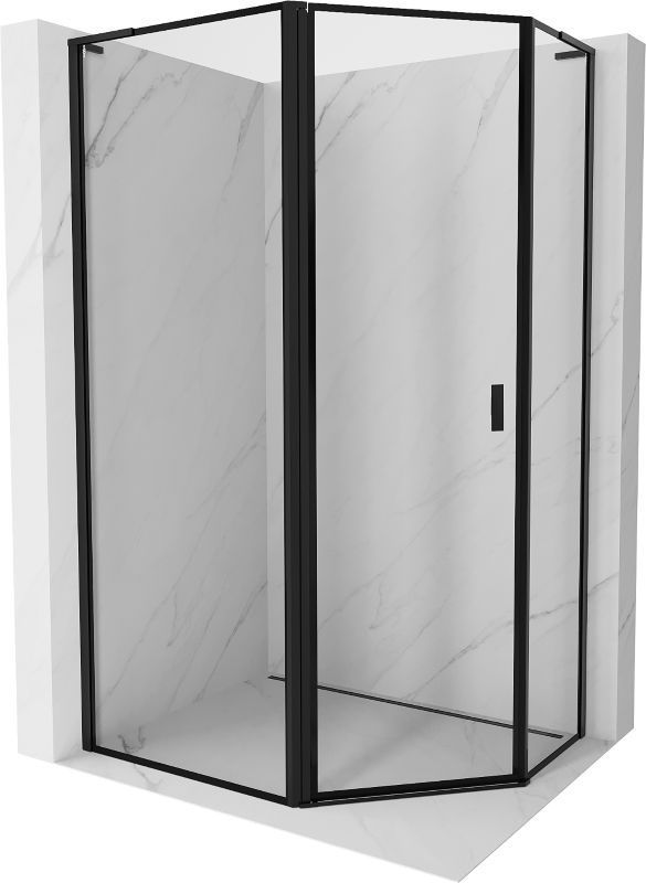 Kabina prysznicowa pięciokątna Mexen Mist L czarna 90x80 cm lewa 1 szt