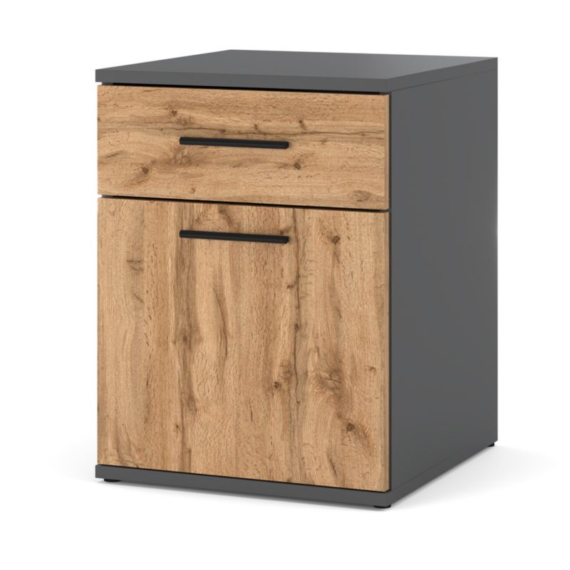 Szafka Nocna Hurtownia-Mebli Szuflady 1 Olga 40cm Szary Mat Dąb Wotan 40x40.5x52 cm 1szt.