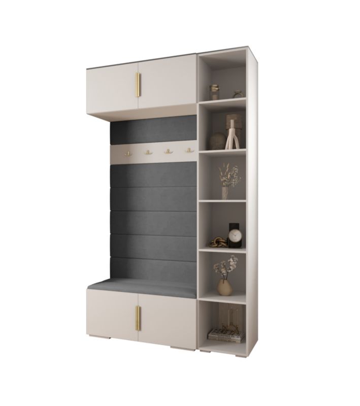 Garderoba do przedpokoju Abiks INOVA 1 Z20 biały+złoty+manila16 1szt.