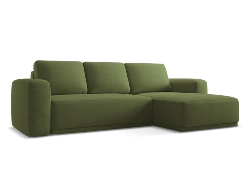 Narożnik prawostronny z funkcją spania LaMiaSofa BOLOGNA z tkaniny szenilowej 258x160 cm butelkowa zieleń 1 szt.