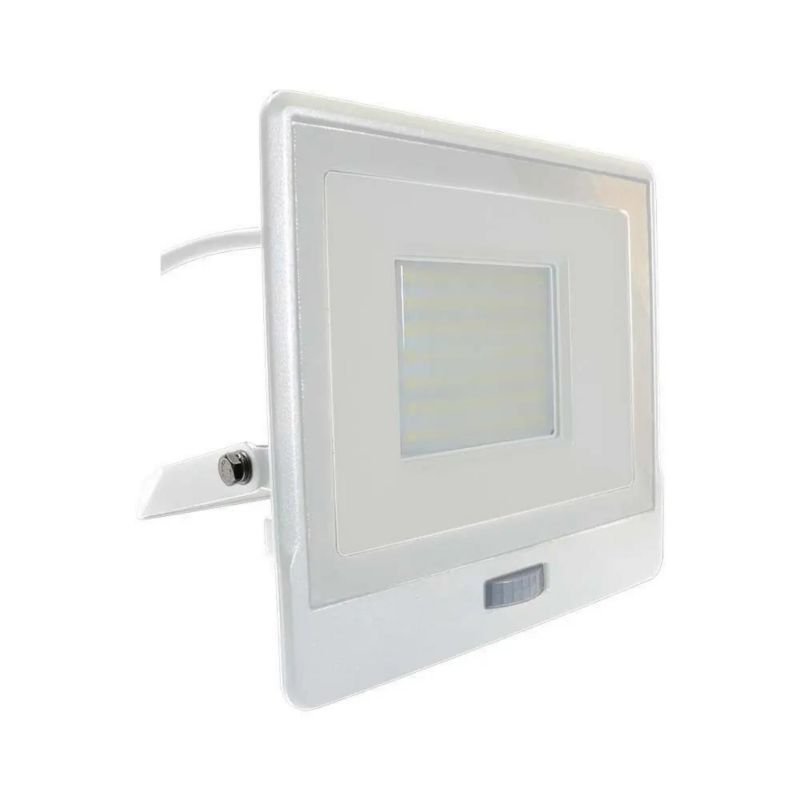Naświetlacz LED z czujnikiem ruchu V-TAC biały LED 50W 6400K 4000lm IP65 wym: 17,8 x 19,5 x 6 cm - 1 szt.
