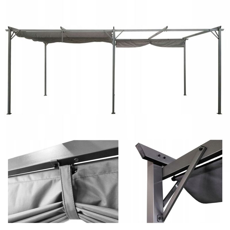 Pergola Tarasowa Hardmaister Duża Ogrodowa Zadaszenie Stal Sprint 3x6m Szara Altana 1 szt